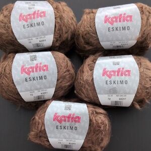 5 Balls Katia Eskimo Faux Fur Alpaca Blend Yarn, Tan